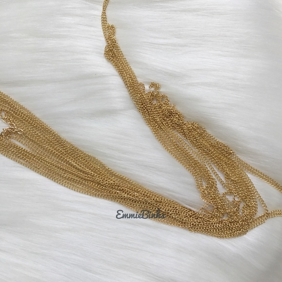 New Long Golden Chain Fringe Statement Necklace - Picture 8 of 11